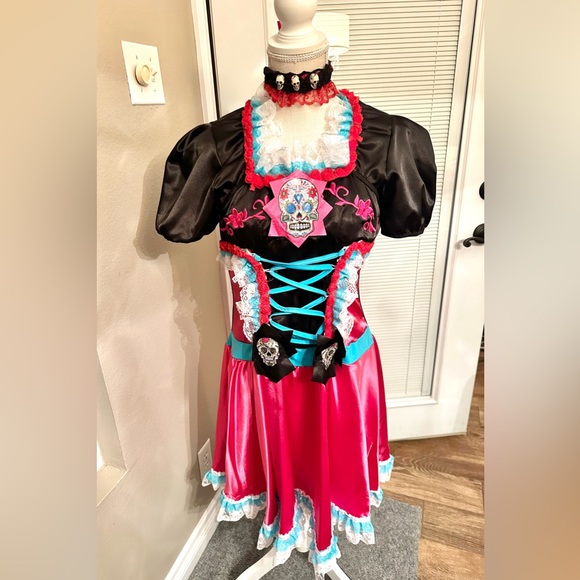 CATRINA Day if the Dead Halloween Costume Dress Adult Plus Size XL NWT - Picture 10 of 15